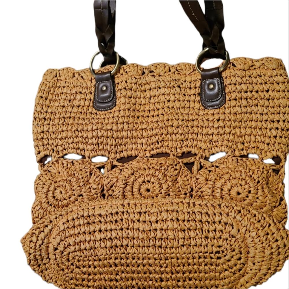 Tote Bag Woven Beaded flowers - Picture 2 of 3